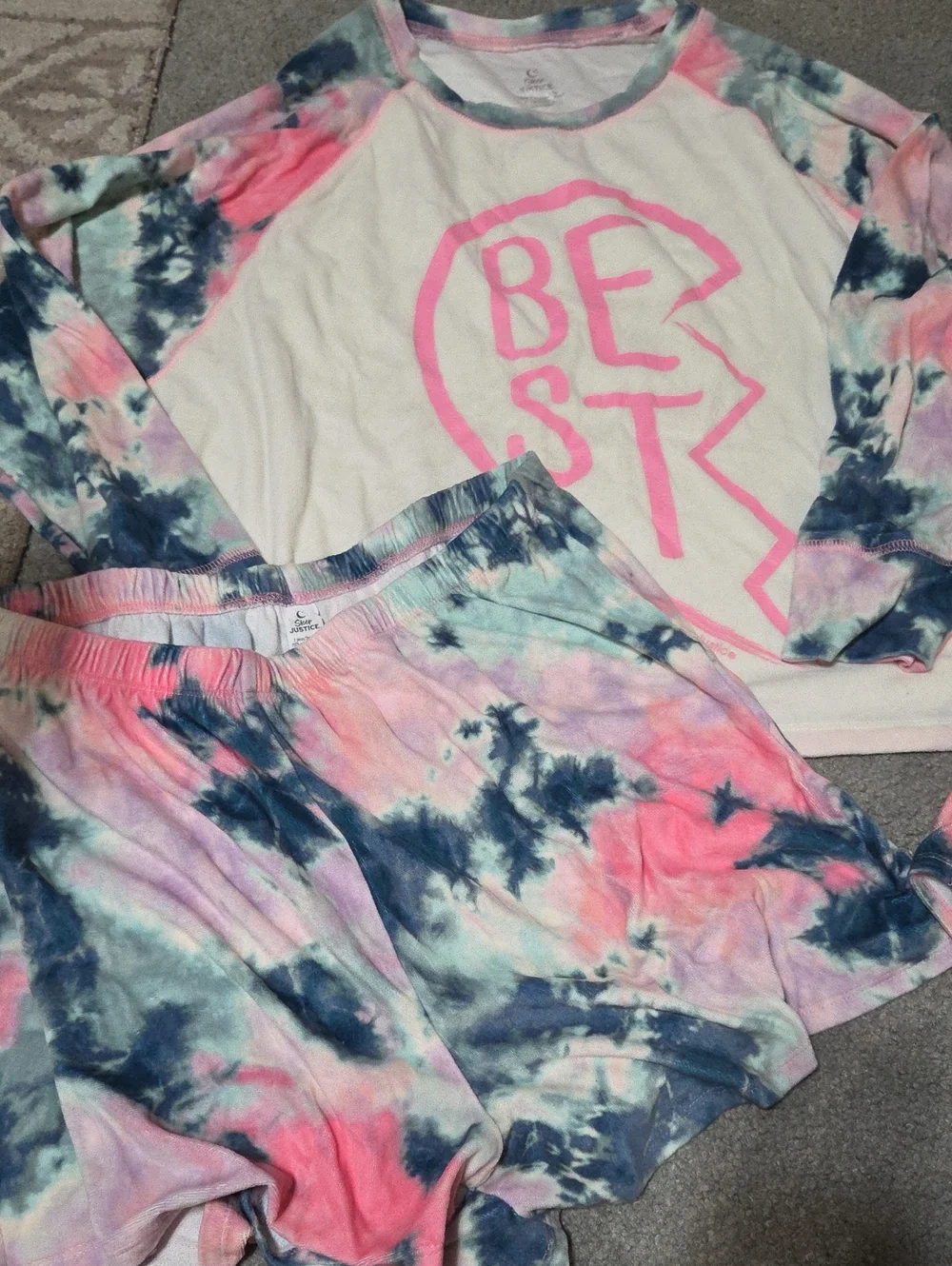 Plus 20/22 Justice Tie-Dye 'Best' & 'Friends' Pajama Sets -womans 14/16